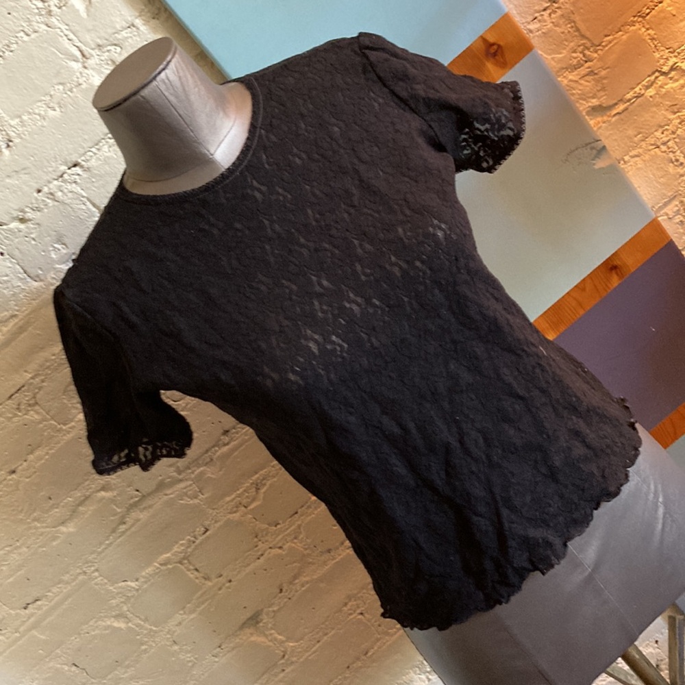 Only Hearts 90s Y2K black lace stretch tee size small